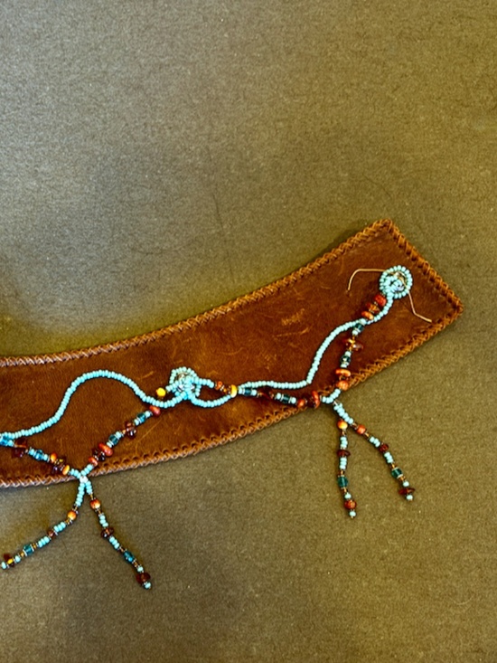 Neiman Marcus Brown Leather Beaded Western Southwestern Belt main image 8